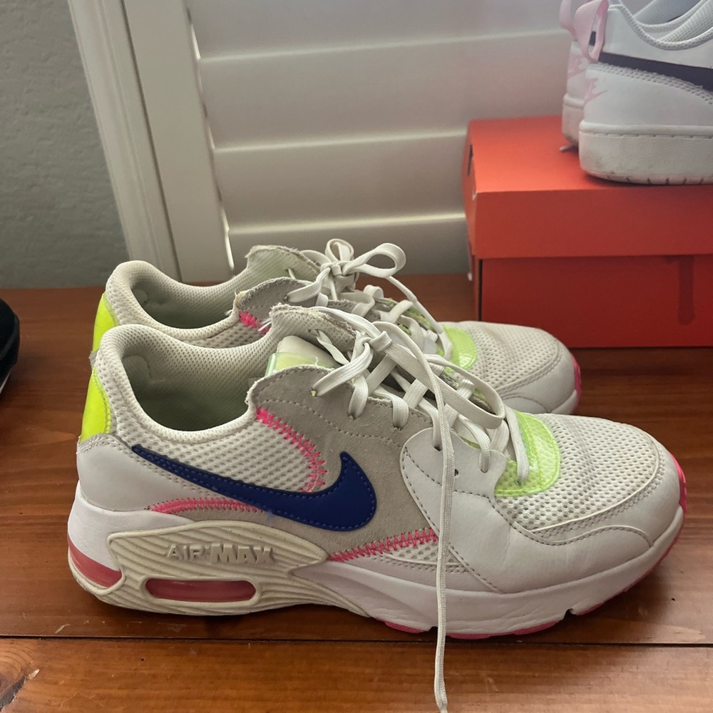 Nike Kids Air Max White and Neon Sneakers
